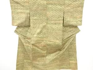 アンティーク　変わり横段模様織り出し手織り紬単衣着物